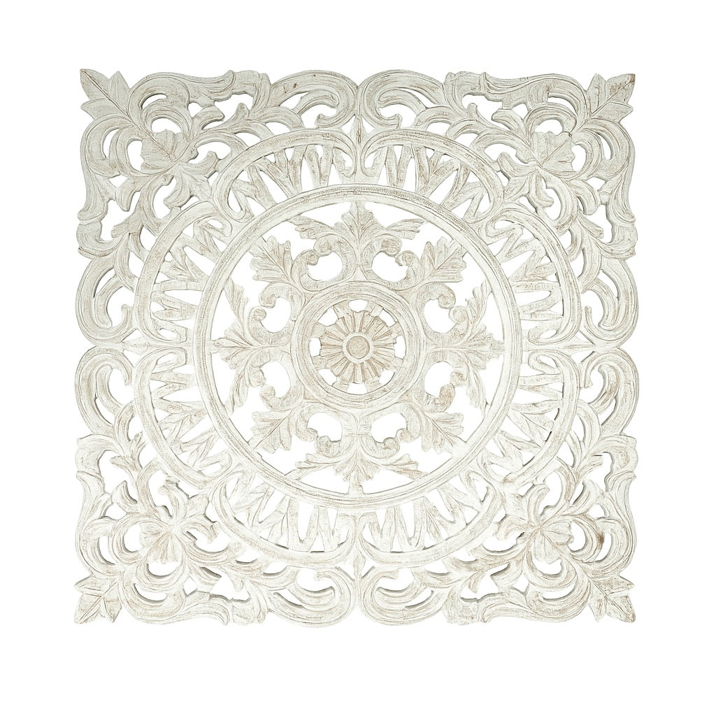 White Square Handcrafted Wooden Wall Decor