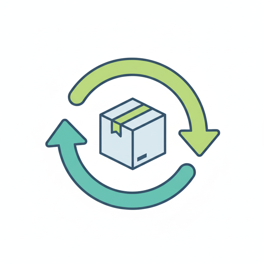 create a Returns image. size square. don't include any text